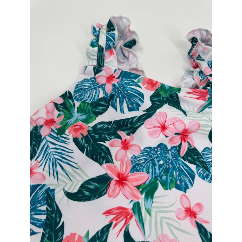 Girls Feathers & Arrow Lola Paradise Island Tiropical Print One-Piece Swimsuit S - Picture 2 of 8